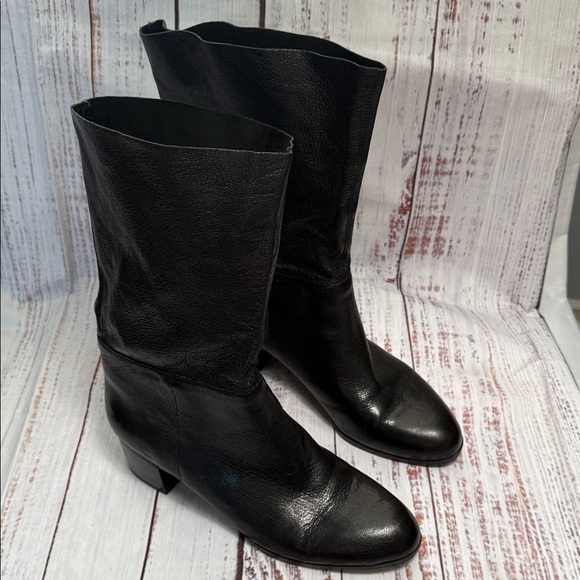 Nine West Black Leather Heeled Boots 8.5 NWT - Picture 2 of 16